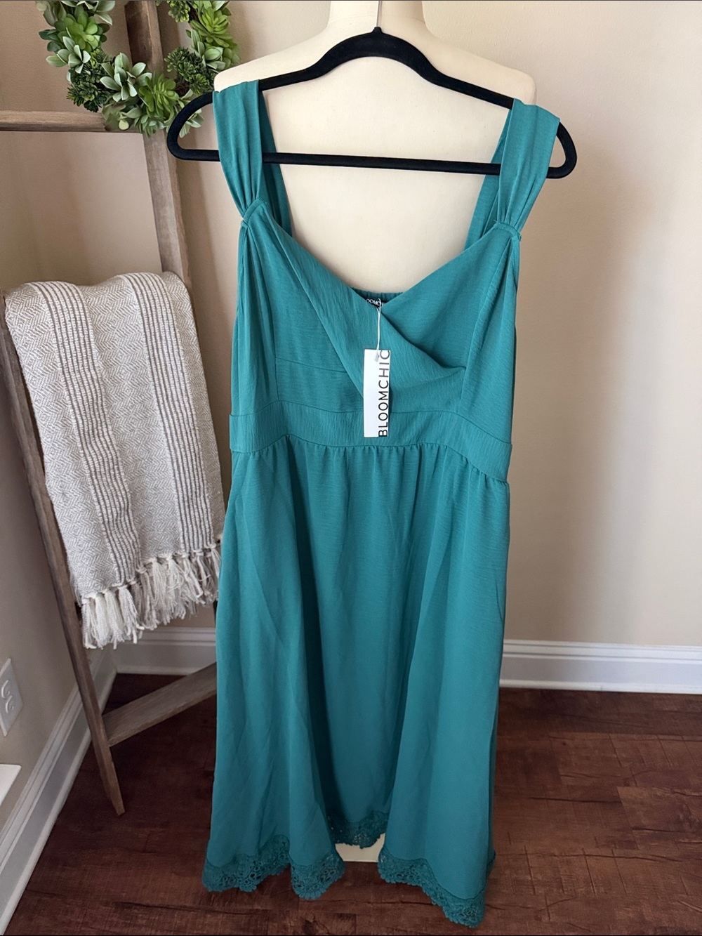 BloomChic sleeveless maxi dress with eyelet details